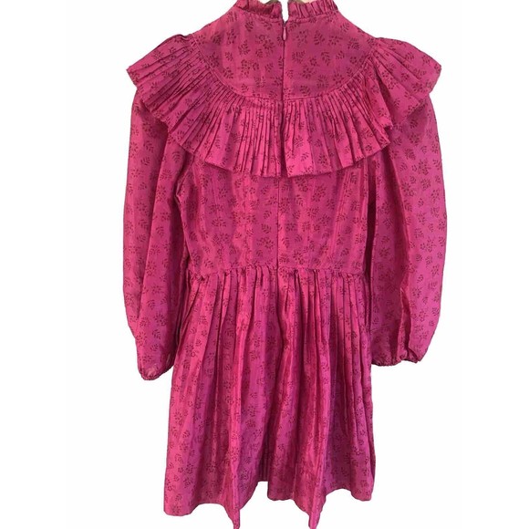 Ulla Johnson Floral Puff Sleeve‎ Mini Dress Pink Magenta Size 0 - Picture 4 of 6